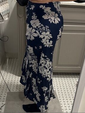 Floral Navy Blue Maxi Skirt
